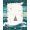 Teal Blue White Gold, Pattern 17, variant on ODIKA 8'x10' Washable Area Rug Non-Slip Chair-Friendly Mat Beachy Ocean Nautical Vintage Border Compass Motif Themed Bathroom for Dining Room, Large Office, Lounge