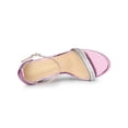 thumbnail image 4 of BLISSFUL STEP Women's Sandals Rhinestone Chunky Heel Ankle Strap Open Toe Party Shoes Pink 8, 4 of 7