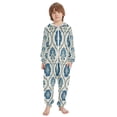 thumbnail image 2 of Soft Big Kids Onesie Pajamas Cozy Loose-Fit Jumpsuits for kids with Pockets for Christmas Lounge & Play Blue Symmetrical Floral Pattern, 2 of 7