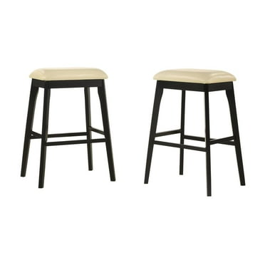 Carolina Classics Mirabelle 30" Wood Bar Stool Set in Cream (Set of 2)