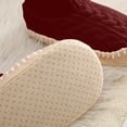 thumbnail image 5 of Women's Indoor Slipper Socks Thick Plush Lined Cable Knit Outer Anti Slip Rubber Particle Sole Loose Short Cuff Muted Solid Home Wear, Slipper Socks With Grips for Women Wine Free Size, 5 of 7