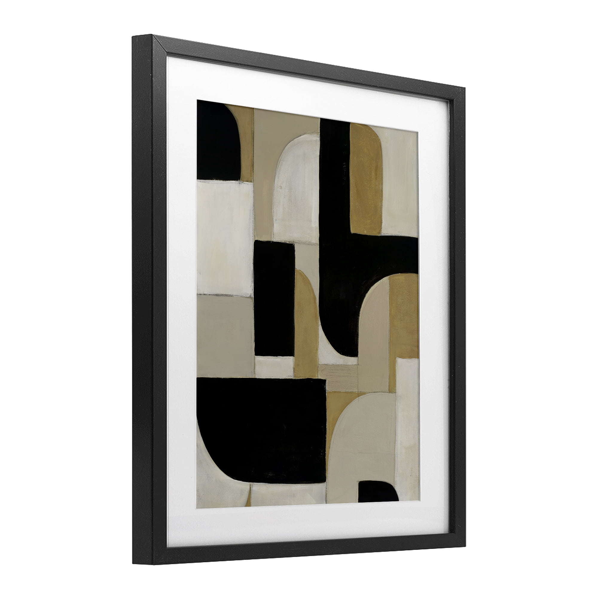 Stupell Industries Black & Neutral Shapes Black Framed Print Under Glass, design by Kippi Leonard