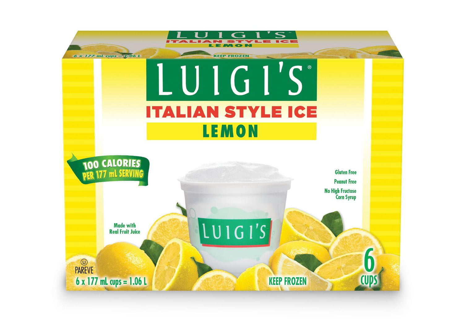 LUIGI'S Lemon Real Italian Ice 6ct