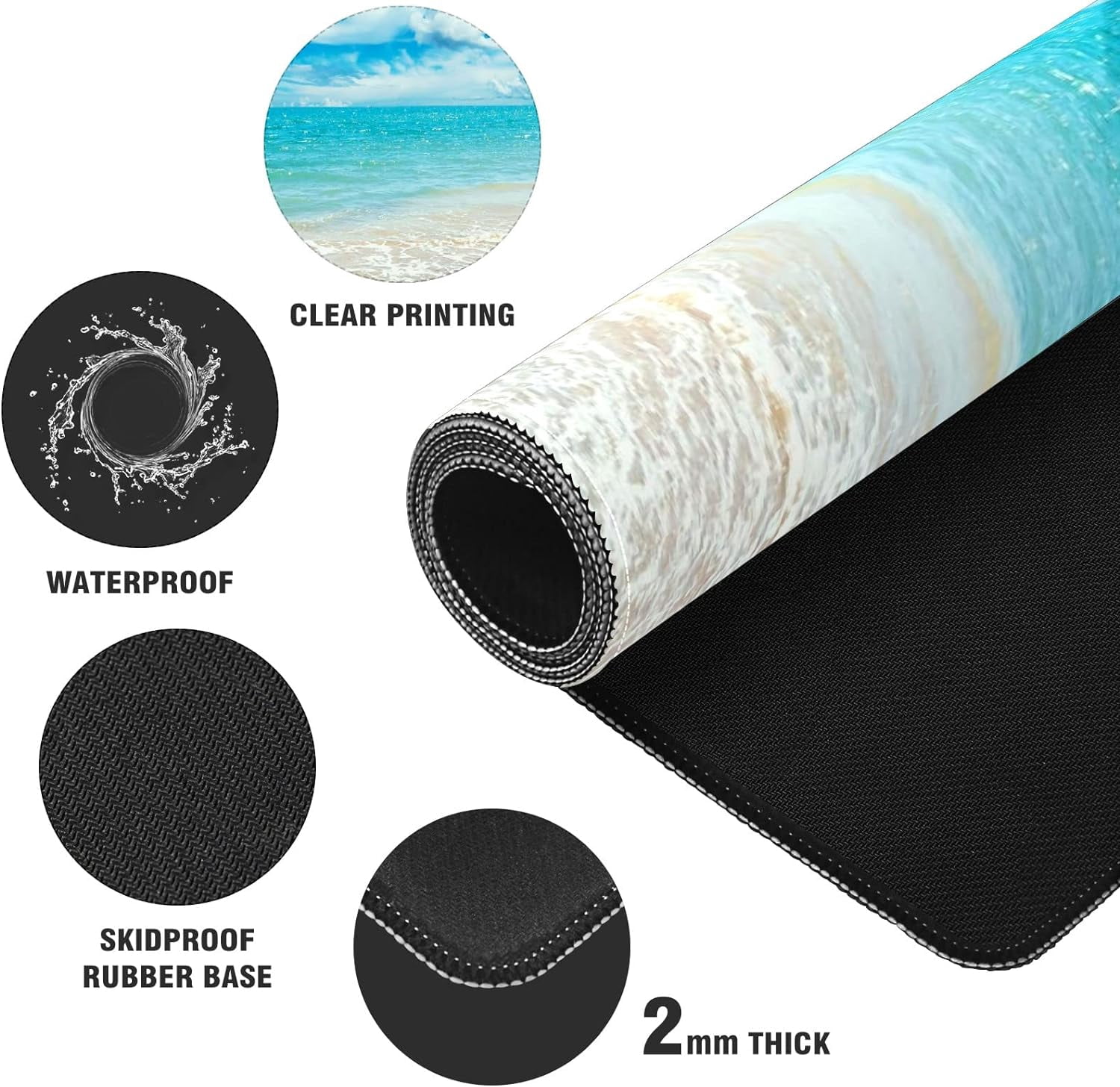 Beach Clouds Sky Desk Mat, Desk Accessory, Cute Workspace, Trendy Workspace, Trendy, 35.4x15.7in Large Gaming Mouse Pad, Cute Desk Topper, Pretty Desk Pad