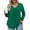 Dark-Green, variant on Womens Plus Size Tops Casual Pleated V Neck Fall Blouse Tunic Long Sleeve Shirts