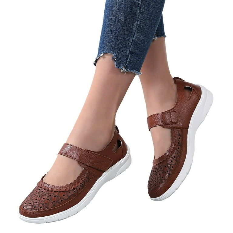 Dr lightfoot ladies leather casual deals comfort mary jane flat shoes sandals
