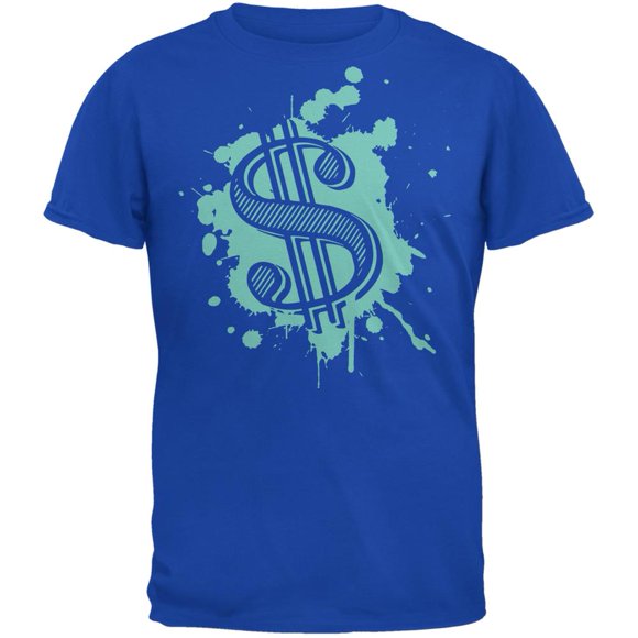 Splatter Dollar Sign Royal Adult T-Shirt
