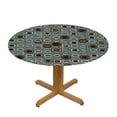 thumbnail image 3 of JEUXUS Abstract Fitted Round Table Cloth, Flora Vintage Old Fashioned Design Print Elastic Edged Polyester Table Cover, Fits Round Table Diameter, for Restaurant Picnic Indoor and Outdoor, 3 of 7