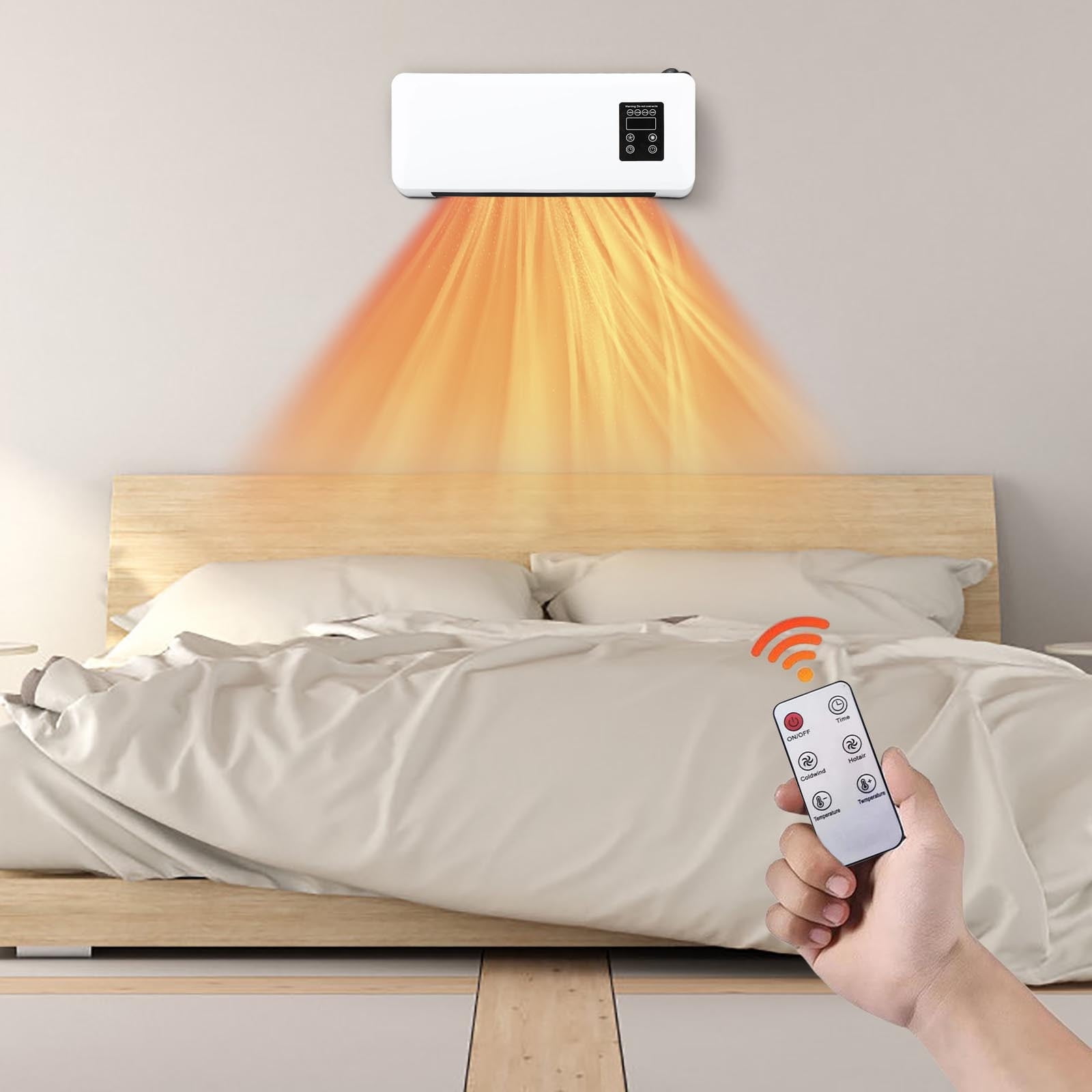 2025 New 2 in 1 Portable Smart Air Conditioner, Mini Wall Mounted Split Heating System/AC Air Conditioner Heater Combo, Mini Smart AC, Air Curtain Fan with Remote Control Home Office (White)