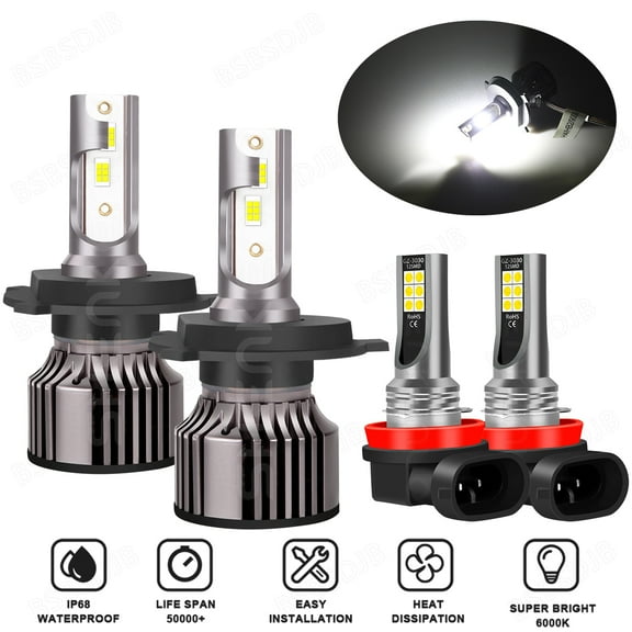 For Mazda 2 2011-2017 LED Headlight High/Low Beam Fog Light Bulbs Kit 6000K