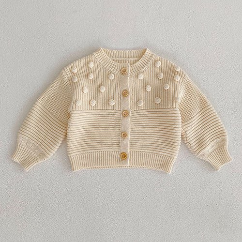 ML Style Solid Color Long Sleeve Cardigan Coat Infant Baby Girl Knitting Cardigan Sweater Autumn Spring Children Clothes