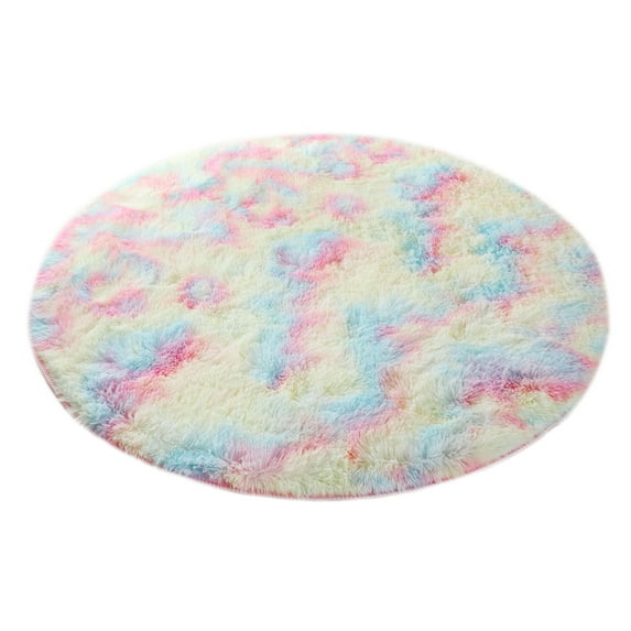 63.78x63.78 inches Soft Round Area Rug for Bedroom, Modern Fluffy Circle Rug, Indoor Plush Circular Nursery Rugs Area Rugs for Living Room, Rainbow