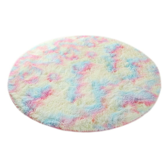 72.05x72.05 inches Soft Round Area Rug for Bedroom, Modern Fluffy Circle Rug, Indoor Plush Circular Nursery Rugs Area Rugs for Living Room, Rainbow