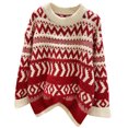 thumbnail image 1 of Zhanying Chandails d'Automne pour Femmes Tricot Noir Hiver Tricot Col Rond Rouge Christmas Sweater, 1 of 4