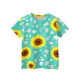 thumbnail image 5 of Girls Cute Summer Tops Size 10-12 Casual Short Sleeve Crew Neck Girls Tops Basic Daisy Printed T-Shirts Girls Fashion Tunic Blouse Green 5-6 Years, 5 of 6