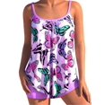 thumbnail image 1 of Trajes de baño para mujer, 2 piezas, trajes de baño, conjuntos de tankini, top de natación con pantalones cortos, color morado 2XL, 1 of 5