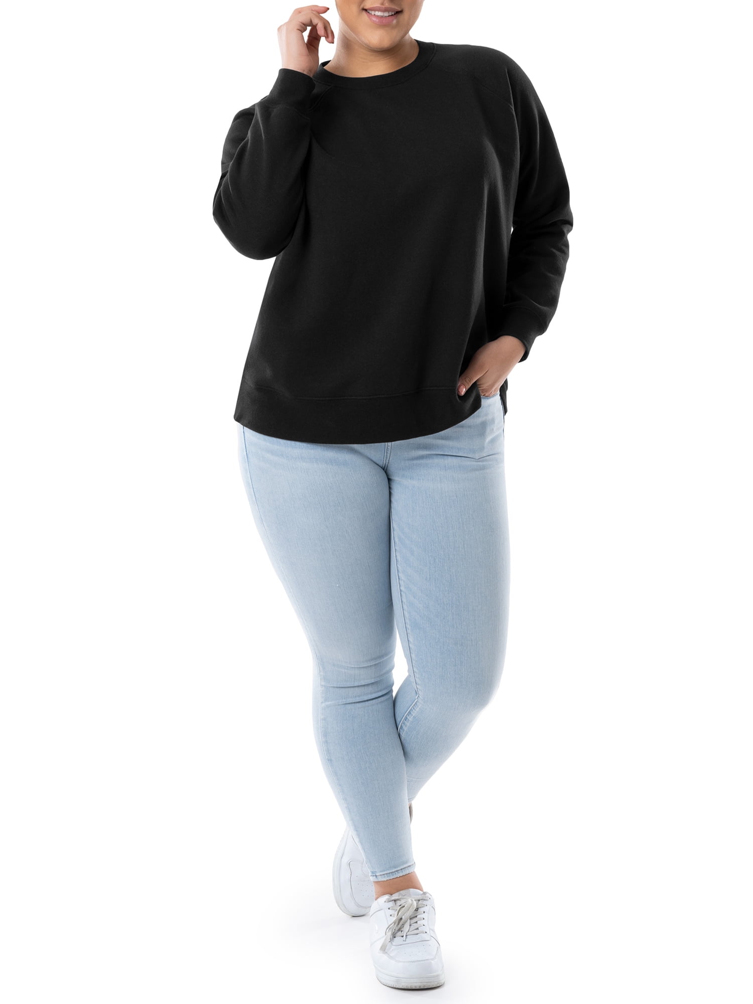 Terra & Sky Women's Plus Size Fleece Sweatshirt, Available in 1,2, and 3- Packs, Size 0X-4X