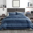 thumbnail image 3 of Nautica | Longpoint Collection | 100% Cotton Cozy & Soft, Durable & Breathable Striped Comforter Matching Shams, 3-Piece Bedding Set, King, Blue, 3 of 14