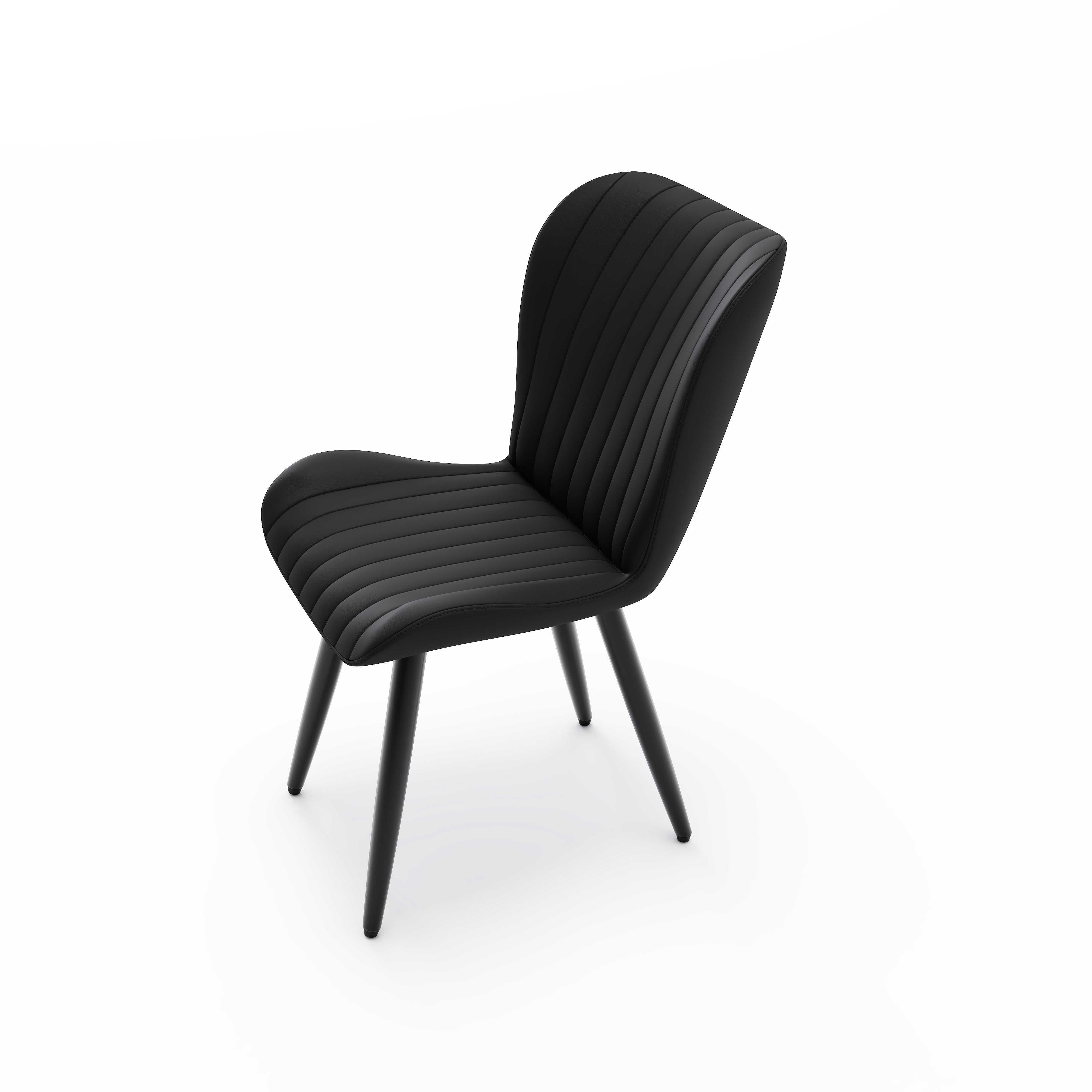 Modern PU Leather Dining Chairs with Thick Cushion & Metal Legs, Set of 2, Black