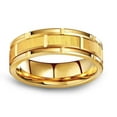 thumbnail image 7 of Wedding Rings for Men. 8mm Yellow Gold Brick Pattern Tungsten Wedding Band, 7 of 7