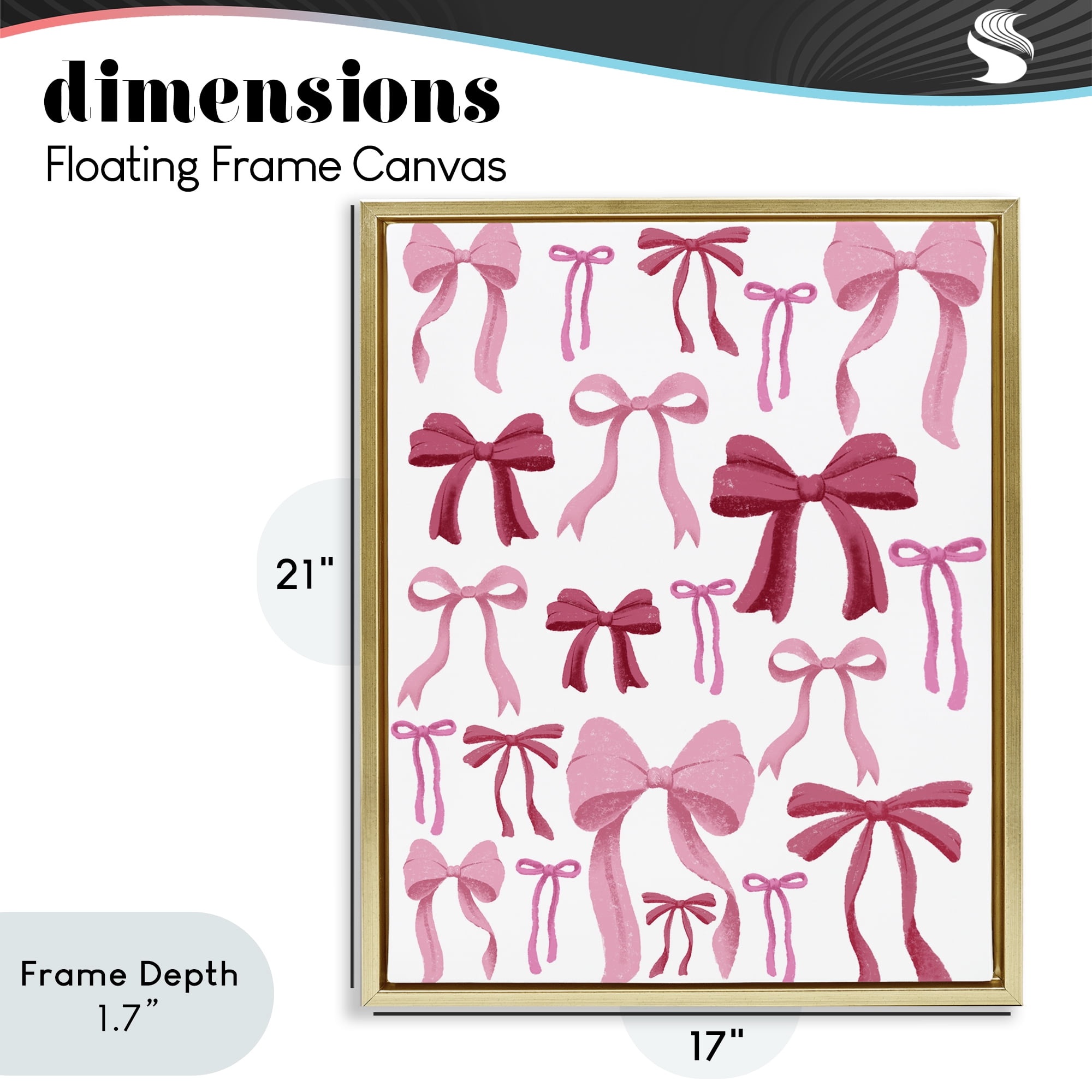 Stupell Industries Bows All Over Pink & Red Gold Framed Floater Canvas Wall Art, design by Marcus Prime
