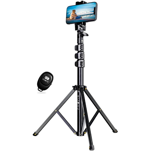 IBAOLE Selfie Stick Tripod with Bluetooth Remote, Heavy Duty Aluminum, Lightweight, Compatible with iPhone & Android, Black, 1