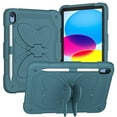 thumbnail image 2 of Elehold Rugged Hybrid Case Compatible with iPad 10th Generation 10.9" (2022)   with Butterfly  Kickstand Pencil Holder Shoulder Strap Shockproof Anti-Scratch Fashion Case,Darkgreen, 2 of 7