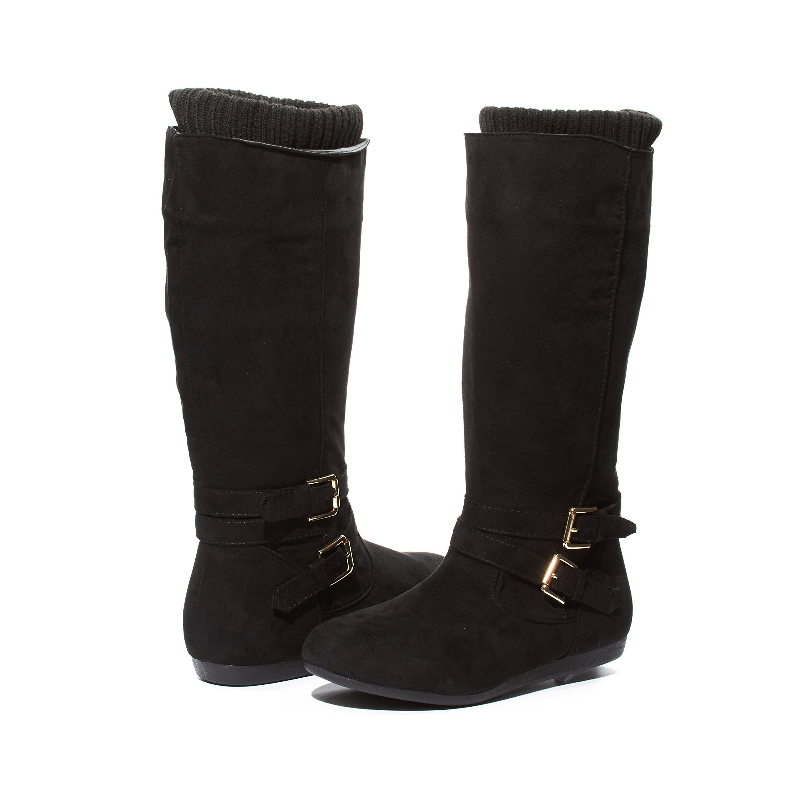 Childrens Block Heel Combat Boot 