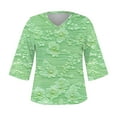 thumbnail image 4 of Women's Summer T Shirts Printed V-Neck 3/4 Sleeve Tops Casual Loose Trendy Office Work Blouses Tops, 4 of 5