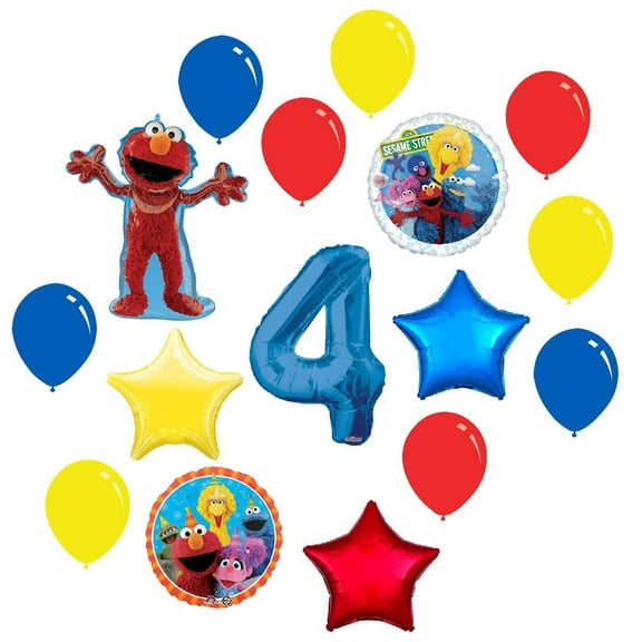 Elmo Sesame Street 4th Birthday Party 16 Piece Supplies Balloon Decoration Bouquet Set