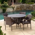 thumbnail image 3 of Noble House Armstrong 5 Piece Wicker Patio Dining Set in Brown Dining Set, 3 of 11