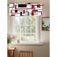 thumbnail image 2 of Abstract Lines Valances for Windows Black Red Geometric Square Frame Rod Pocket Curtains Valance Short Window Treatment Drapes for Living Room, Bedroom Bathroom 60"&nbsp;W x 14" L, 2 of 5