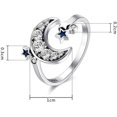 thumbnail image 3 of Premium Simple Women Blue Star Moon Open Finger Ring Gift for Girl, 3 of 6