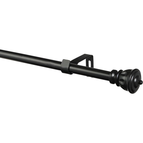 Kenney Kiera Curtain Rod - Adjustable Single Rod, Hardware Included - 28"-48", Black