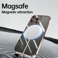 thumbnail image 5 of ELEHOLD Plating Case for iPhone 16 Pro Max,Transparent Clear Back Magnetic Compatible with Mag Safe Charging Foldable Kickstand Shockproof Anti-Yellowing Case for iPhone 16 Pro Max,Rosegold, 5 of 6