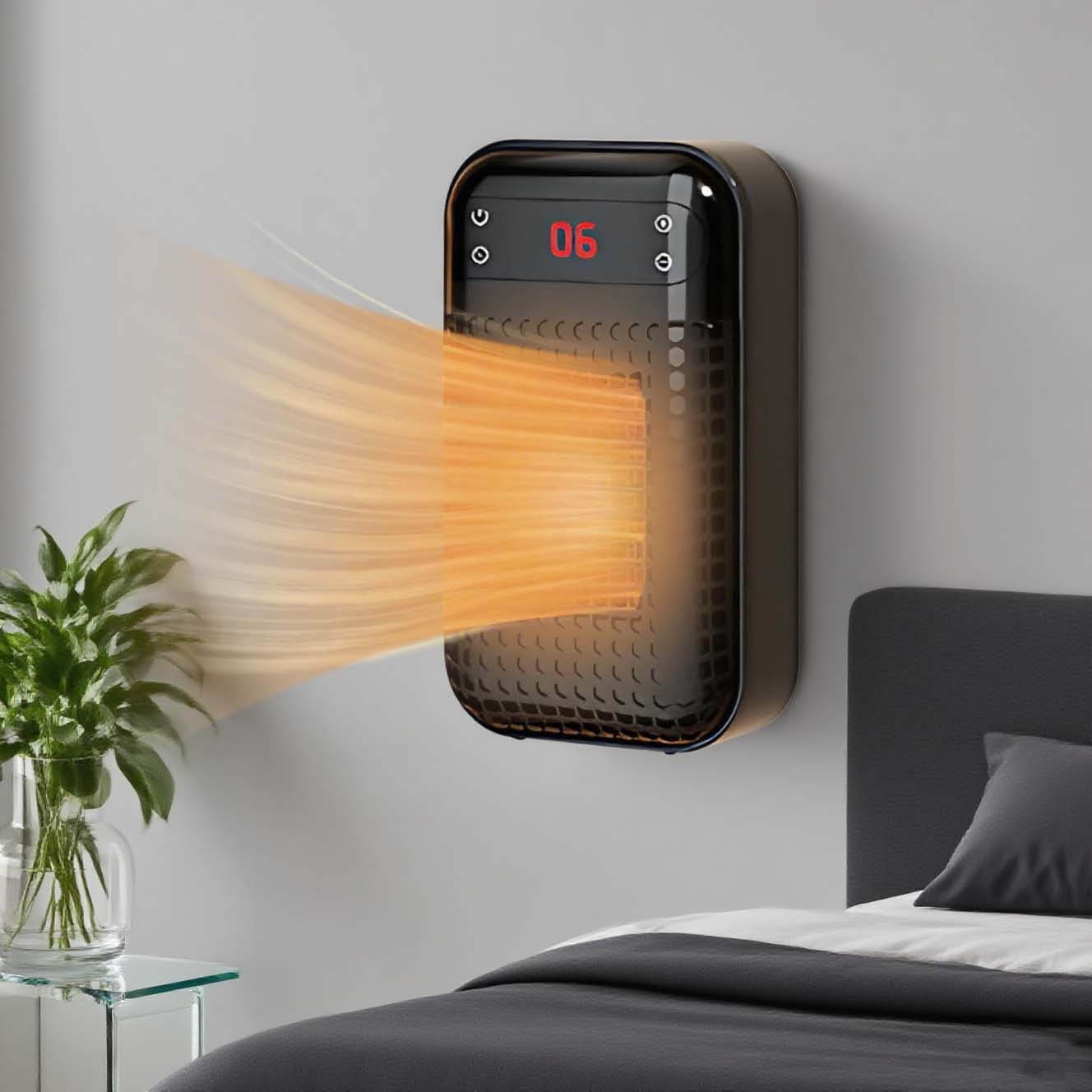 Mbvtdt Minetom Portable Plug In Space Heater,Outlet Space Heater with Touch LED Display,Small Plug in Electric Heater with Adjustable Thermostat and 12H Timer,for Home Office Bathroom Indoor,B