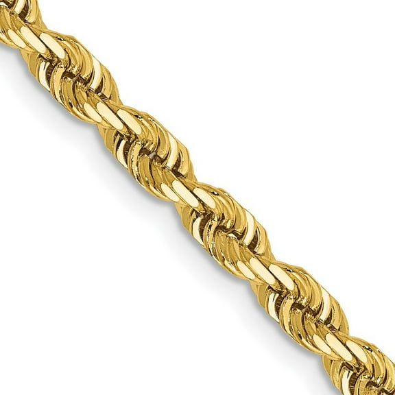 14k Yellow Gold Solid 4.0mm D Cut Quadruple Rope Chain Necklace 18 Inch Lobster Claw - Chain Necklace for Women and Men