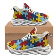 thumbnail image 1 of Zapatillas deportivas para mujer con estampado de rompecabezas colorido y patrones de concienciación sobre el autismo, informales, cómodas, transpirables, para deportes al aire libre y correr., 1 of 6