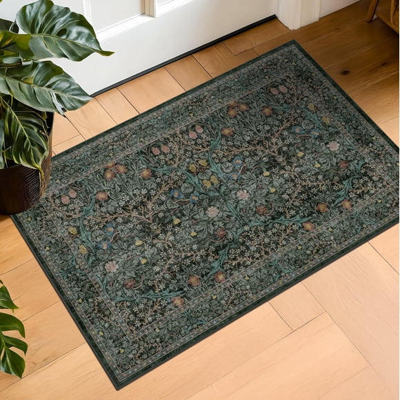 Alfombra Hazo Haus Vintage Morris verde oscuro 60 x 90 cm