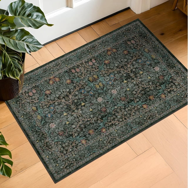 Alfombra Hazo Haus Vintage Morris verde oscuro 60 x 90 cm