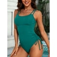 thumbnail image 3 of Womens Tummy Control One Piece Monokini Swimwear Side Tie Bath Suit Sexy Ribbed Swimsuit, 3 of 7