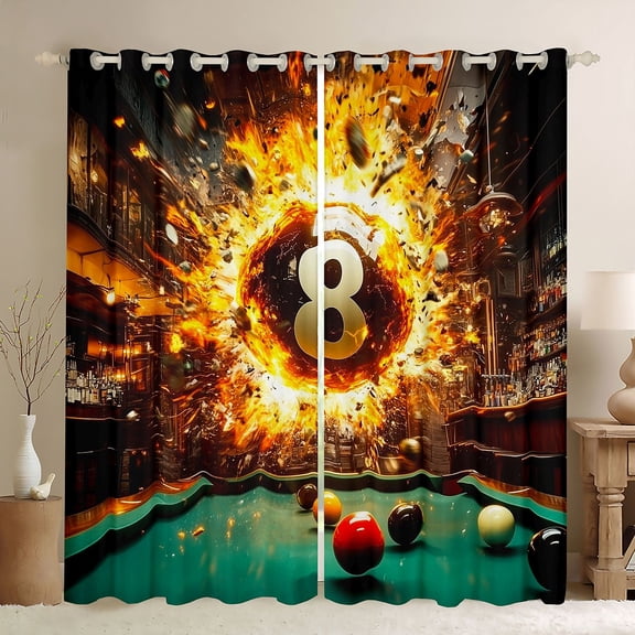 Castle Fairy Snooker Billiards Black Out Curtains,Abstract Curtains Pack of 2 (42x63 Each)