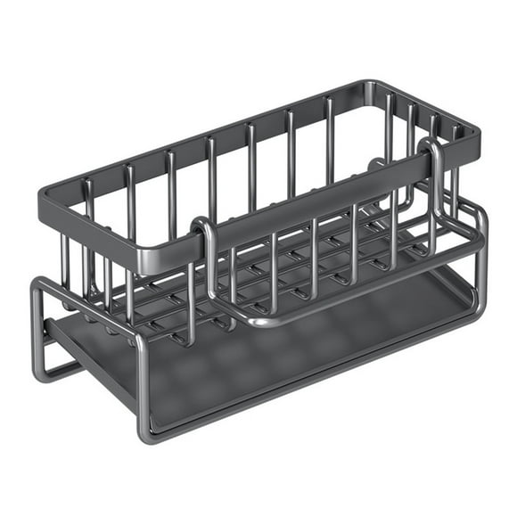Lefu Sponge Holder Sink Drain Rack with Rag Pole Drain Tray for Kitchen Organization