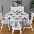 thumbnail image 2 of Light Blue Christmas Tree Pattern Round Tablecloth 60"x60",Wrinkle Wipeable Table Cloth for Kitchen Dining Room Picnic Patio Party, 2 of 6