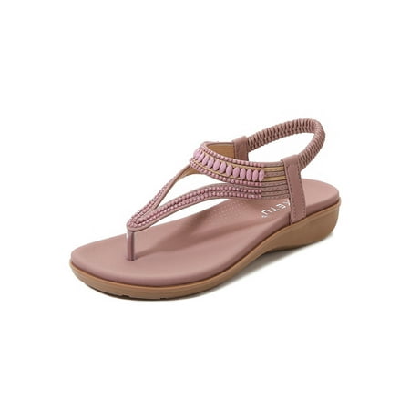 

Women s Casual T-Strap Flat Sandals Sandals for Women Summer Beach Cruise Sandals Open Toe Slip On Sandal
