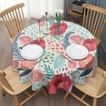 thumbnail image 2 of Round Floral Rose Tablecloth -Linen Fabric Table Cloth - Washable Reusable Table Cover with Dust-Proof Wrinkle Resistant for Restaurant, Picnic, Indoor and Outdoor Dining 60 Inch X 60 Inch, 2 of 7