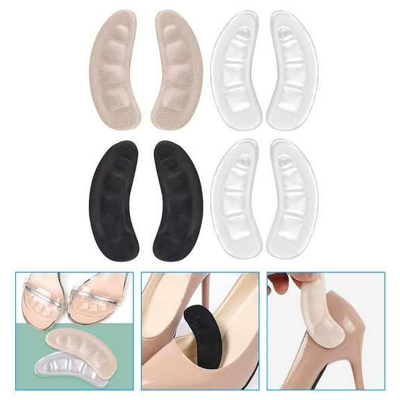 GAXIRE Gel Heel Pads for Women Shoes, Transparent Cushions, 4 Pairs, Comfortable Soft Insoles for Foot