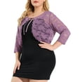 thumbnail image 4 of Agnes Orinda Women's Plus Size Elegant Floral Lace Hollow Out Tie Crop Shrug Cardigan, 4 of 6