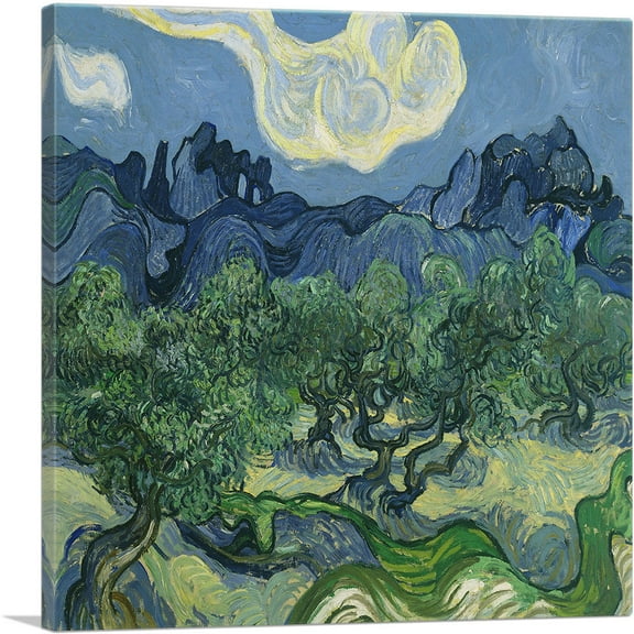 ARTCANVAS Olive Trees with the Alpilles in the Background 1889 Canvas Art Print by Vincent Van Gogh - Size: 18" x 18" (0.75" Deep)
