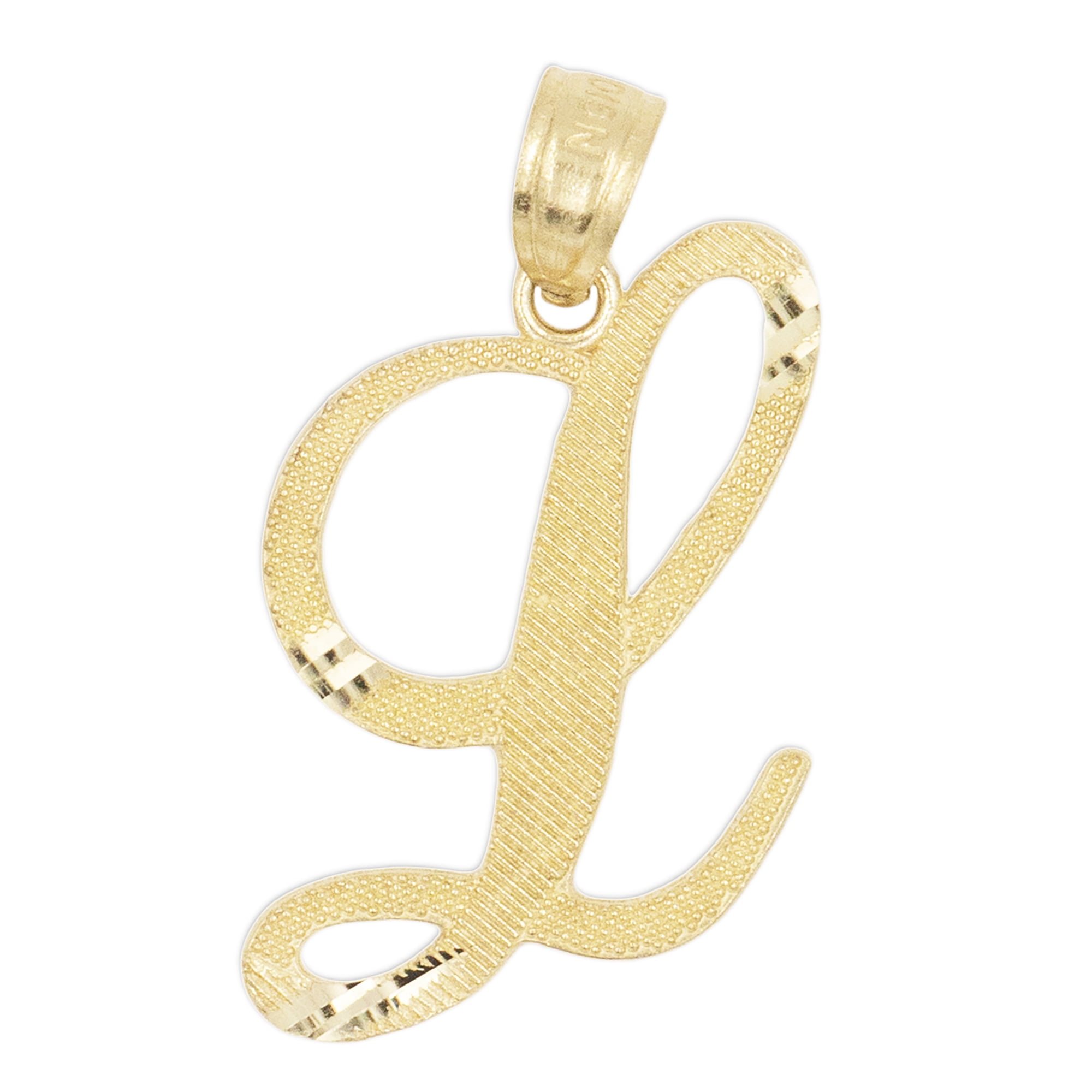 JewelrySuperMart Collection 10k Yellow Gold Cursive Script Initial Pendant 